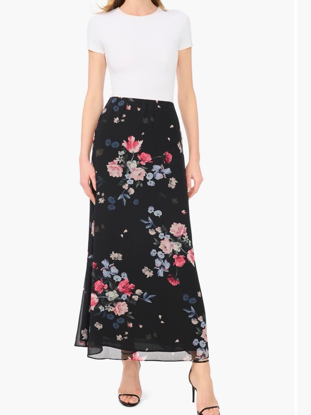 Ted Baker Black Maxi Skirt with Pink and Blue Floral Print